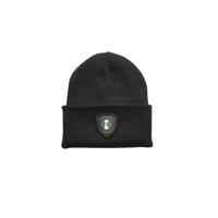 Muts beanie zwart met badge - Kids - FR - Wat gaan we doen vandaag - logo voor