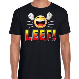 Funny emoticon t-shirt LEEF zwart voor heren