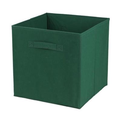Opbergmand/kastmand Square Box - karton/kunststof - 29 liter - donkergroen - 31 x 31 cm