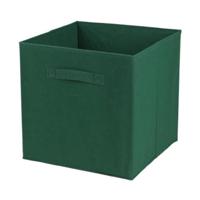 Opbergmand/kastmand Square Box - karton/kunststof - 29 liter - donkergroen - 31 x 31 cm