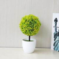 Desktop simulatie plant mini gras bal Bonsai ingericht kunststof bloem Cherry Blossom sneeuwbal kunstmatige bloemen (geel)