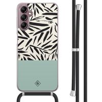 Samsung Galaxy A14 hoesje met koord - Abstract mint palms