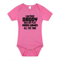 Proof daddy does not only play games cadeau baby rompertje roze meisjes 92 (18-24 maanden)  -