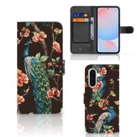 Samsung Galaxy A56 | Telefoonhoesje | Met pasjeshouder | Pauw met Bloemen