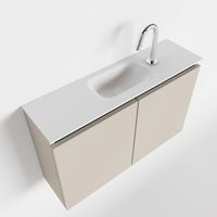 Toiletmeubel Mondiaz Ture | 80 cm | Meubelkleur Linen | Eden wastafel Talc Midden | 1 kraangat