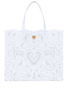 Dolce & Gabbana grand sac à main Beatrice en dentelle Cordonetto - Blanc
