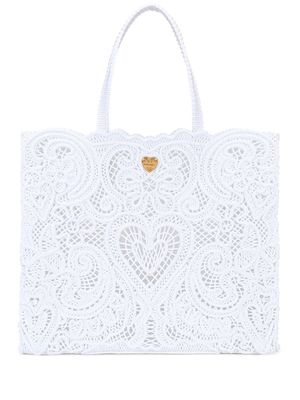Dolce & Gabbana grand sac à main Beatrice en dentelle Cordonetto - Blanc