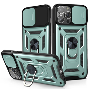 iPhone 16 hoesje - Backcover - Rugged Armor - Camerabescherming - Extra valbescherming - TPU - Groen