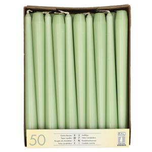 Dinerkaarsen/kandelaarkaarsen Mega pack - 50x stuks - jade groen - Gotisch - 25 cm