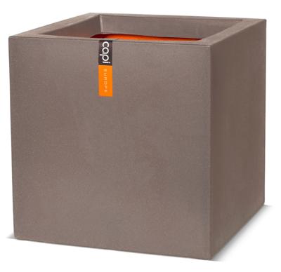Pot vierkant Smooth NL 30x30x30 warm taupe bloempot - Capi europe