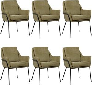 Set van 6 Leren design eetkamerstoelen Mix - Echt leer, Industrieel, Comfortabel en kies uit meer dan 150+ kleuren - Ontdek de Vele Leersoorten en Kleuren bij ShopX