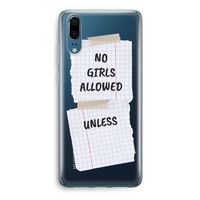 No Girls Allowed Unless: Huawei P20 Transparant Hoesje