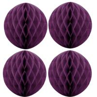 Papieren kerstballen - 4x - aubergine paars - 10 cm - kerstversiering