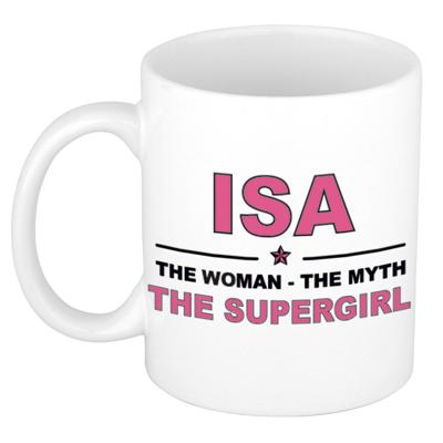 Isa cadeau mok - Woman Myth Supergirl - naam koffiemok - 300 ml - collega - moederdag