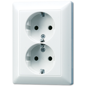 Jung CD500 2-voudige wandcontactdoos met randaarde creme