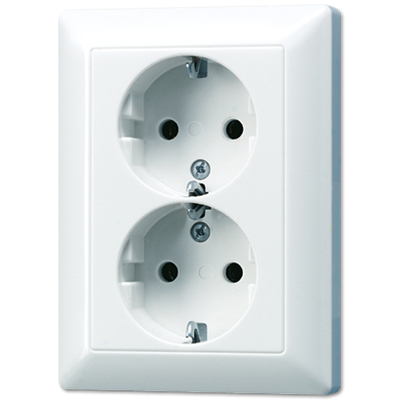 Jung CD500 2-voudige wandcontactdoos met randaarde creme