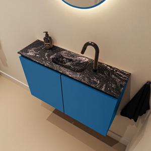 Toiletmeubel Mondiaz Ture Dlux | 80 cm | Meubelkleur Jeans | Eden wastafel Lava Midden | 1 kraangat