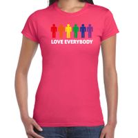 Gay Pride shirt - love everybody - regenboog - dames - roze