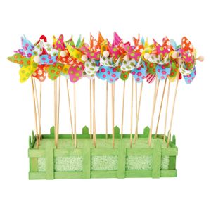 Small Foot - houten windmolen bloemen 28cm, 24st.