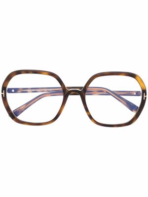 TOM FORD Eyewear lunettes de vue à monture ronde oversize - Marron