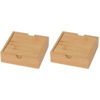 Bamboe houten glazen onderzetters - 8x stuks - vierkant - 10x10 cm