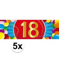 5x 18 Jaar leeftijd stickers verjaardag versiering   -