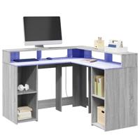 Bureau met LED-verlichting 130x130x91 cm hout grijs sonoma