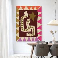 Urban Cotton Wandkleed 'Wave' 80 x 110cm in Frame - black