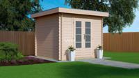 Woodpro Hoorn Tuinhuis 300x300 cm 28 mm vuren blank- Plat dak- Onbehandeld vurenhout- Woodpro