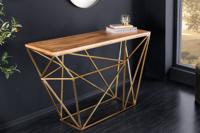 Abstracte wandtafel DIAMOND 120 cm naturel messing mango hout metalen frame - 43952
