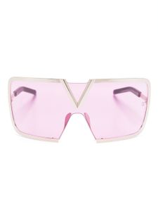 VALENTINO GARAVANI EYEWEAR lunettes de soleil incurvées à détail Vlogo - Or