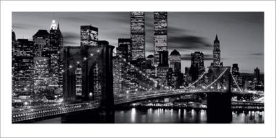 Kunstdruk Brooklyn Bridge Black and White 100x50cm