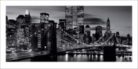 Kunstdruk Brooklyn Bridge Black and White 100x50cm