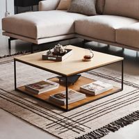 Kave Home Salontafel 'Yoana' Eiken en metaal, 80 x 80cm