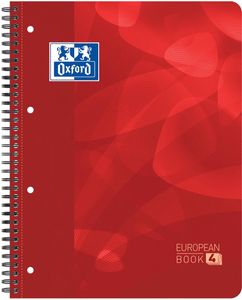 Oxford School Projectbook spiraalschrift, ft A4+, 4-gaats perforatie, geruit 5 mm, rood