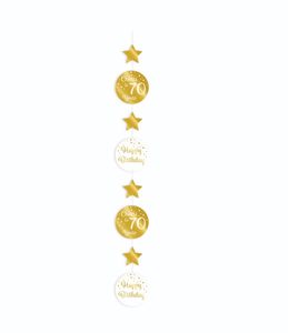 Hangdecoratie 70 Jaar Goud/Wit (1,2m)