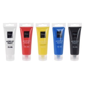 Setje acryl verf tubes 5 kleuren 75 ml