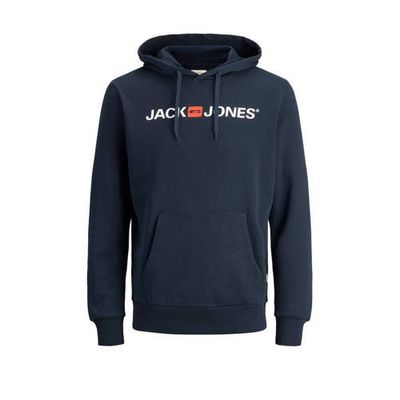 JACK & JONES ESSENTIALS hoodie JJECORP met logo donkerblauw JACK & JONES ESSENTIALS hoodie JJECORP met logo donkerblauw