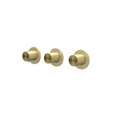 Afbouwdeel IVY Concord Inbouwthermostaat 2 Stopkranen Symmetry Met Ronde Rozetten RVS316 Geborsteld Mat Goud PVD