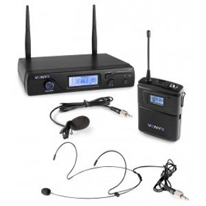 Vonyx WM61B draadloze headset microfoon UHF - 16 kanaals