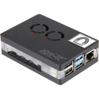 Joy-it RB-CaseP4+03 SBC-behuizing Geschikt voor serie: Raspberry Pi® Incl. actieve koeler, Met magneetsluiting Transparant