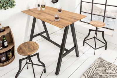Massieve bartafel CASTLE 120cm natuurlijk wild eiken bartafel industrieel design - 39722