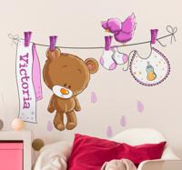 Sticker Knuffelbeer aan Wasdraad