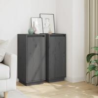 Dressoirs 2 st 31,5x34x75 cm massief grenenhout grijs