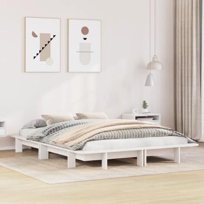 Bedframe zonder matras massief grenenhout wit 140x200 cm