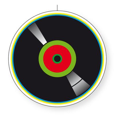 Seventies/eighties muziek decoratie- disco thema - lp/vinylplaat - D28 cm - karton