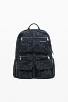 Grote denim rugzak met borduursels - BLACK - U Grote denim rugzak met borduursels - BLACK - U