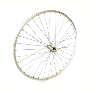 Hi-point Voorwiel 28x1 5/8x1 3/8. aluminium velg, zilver. uitval naaf