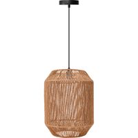 LED Hanglamp - Hangverlichting - Aigi Aly - E27 Fitting - Rond - Mat Bruin - Papier