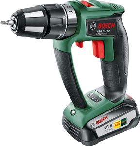 Bosch Groen PSB 18 LI-2 Ergonomic Accuschroefklopboormachine | met 1 accu 2.5Ah - 06039B0300